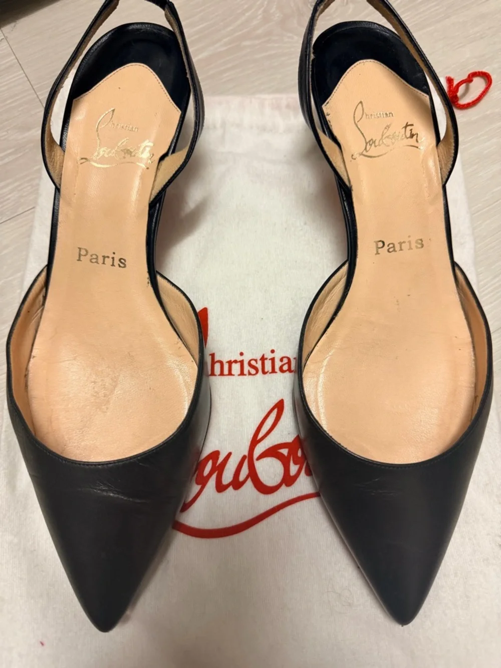Christian Louboutin Black Pointed Slingback Pumps - Picture 1 of 5